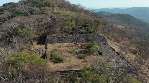Mexican Pyramid Platform, 4K Drone View, Chimalacatlan, Morelos, Mexico Stock Footage 225557508