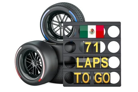 Mexican racing, pit board with flag of Mexico and racing wheels with differ.. 스톡 일러스트