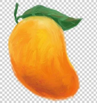 Mexican red mango Fruit digital hand organic oil painting brush texture illus Illustrazione stock