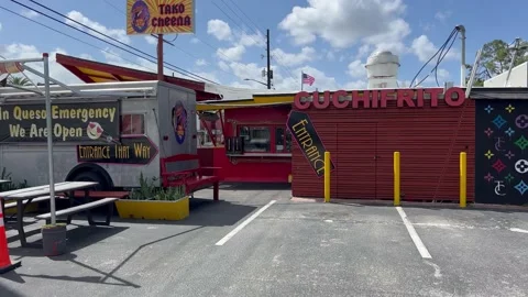 Mexican Restaurant with funny sign Stock Footage 238037613