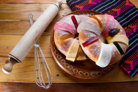 Mexican "rosca de reyes" bread Stock Photos