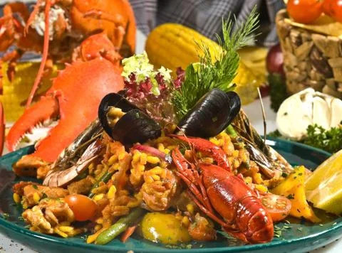 Mexican seafood risotto Stock Photos
