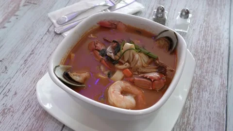 Mexican seafood soup Stock Footage 169262661