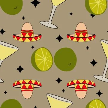 Mexican seamless pattern tequila illustration design Stock Illustration