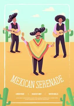 Mexican serenade flat vector template 스톡 일러스트