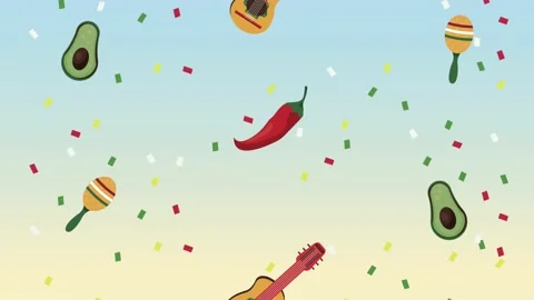 Mexican set icons pattern background Stock Footage 151301342