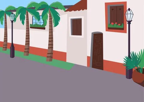 Mexican sidewalk flat color vector illustration Ilustración de archivo