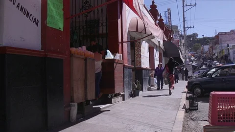 Mexican Sidewalk Walking Stock Footage
