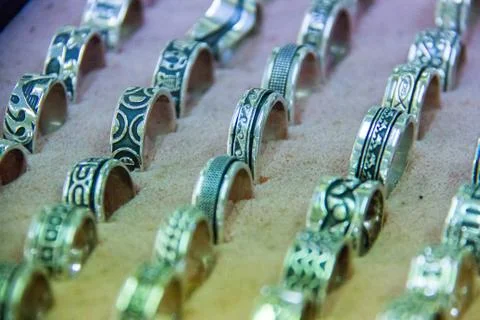 Mexican Silver ring display-4 Stock Photos