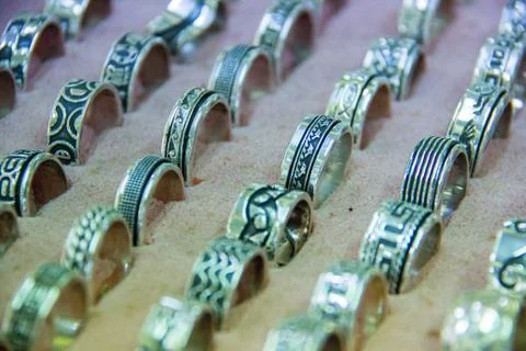 Mexican Silver ring display-5 Stock Photos