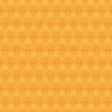 Mexican skulls pattern and orange background vector design Stock Illustration