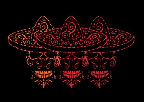 Mexican skulls vector Day of the dead Ilustración de archivo