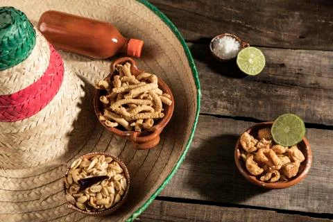 Mexican snacks in white background Stock Photos