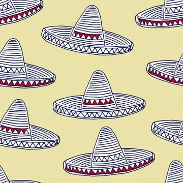 Mexican Sombrero Seamless Pattern Stock Illustration