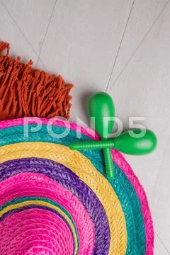 Mexican sombrero on wood background Stock Photos