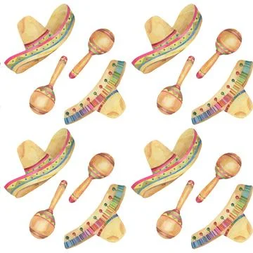 Mexican sombreros hat seamless pattern イラスト素材