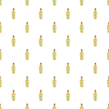 Mexican spirit bottle seamless pattern with cactus Stock Illustration