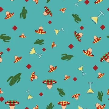 Mexican style seamless pattern design illustration Stock Illustration