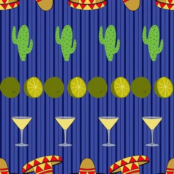 Mexican style seamless pattern illustration design Stock Illustration