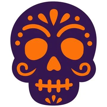 Mexican sugar skull Calavera flat holiday icon design Stock Illustration