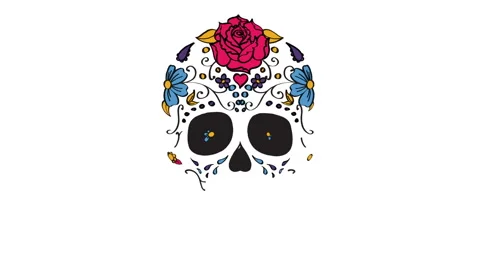 Mexican sugar skull elements animation Stock Footage 41472149