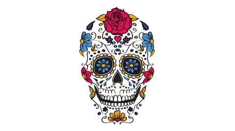 Mexican sugar skull elements animation Stock Footage 41472150
