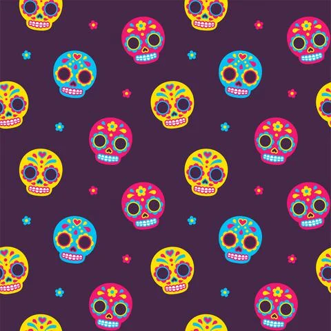Mexican sugar skulls pattern Stock Illustration