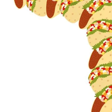 Mexican Taco Abstract Corner frame border. Greeting or invitation template Stock Illustration
