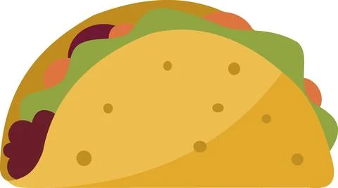 Mexican taco flat vector icon isolated on white background Stock Illustration