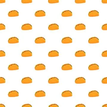 Mexican taco food repeat pattern background illustration 스톡 일러스트
