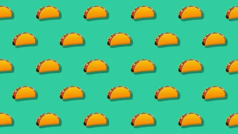 Mexican Tacos Angled Pattern Loop On Blue Background Stock Footage 302931244