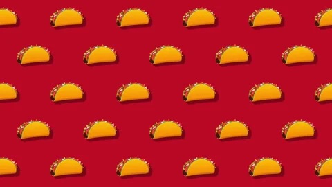 Mexican Tacos Angled Pattern Loop On Red Background Stock Footage 302931459