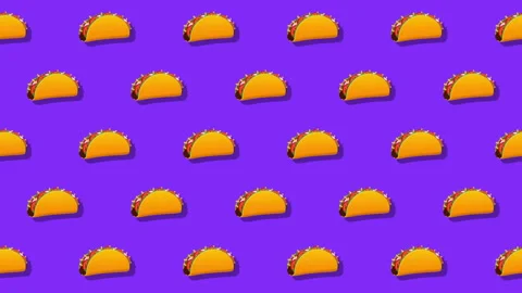 Mexican Tacos Angled Pattern Loop On Purple Background Stock Footage 302931468