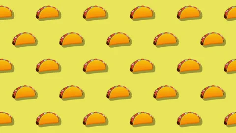 Mexican Tacos Angled Pattern Loop On Yellow Background Stock Footage 302931540