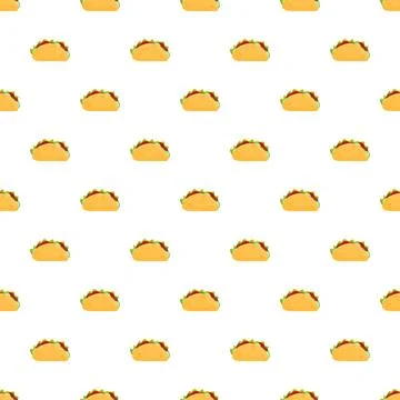 Mexican tacos pattern creating a seamless food background Stock Illustration