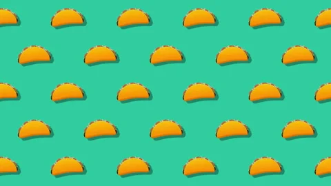 Mexican Tacos Pattern Loop On Blue Background Stock Footage 302931224