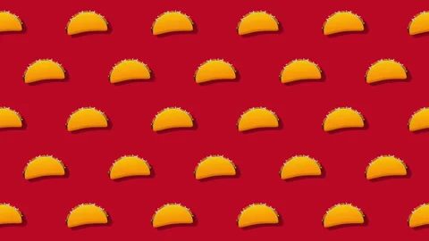 Mexican Tacos Pattern Loop On Red Background Stock Footage 302931447