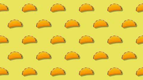 Mexican Tacos Pattern Loop On Yellow Background Stock Footage 302931537