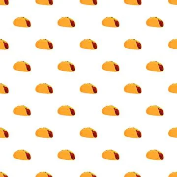 Mexican tacos seamless pattern repeating on white background Stock Illustration