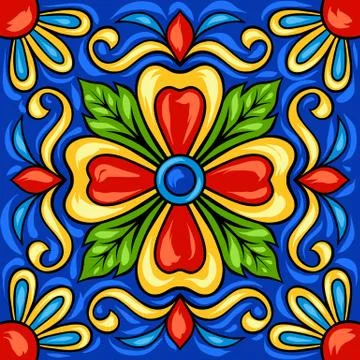Mexican talavera ceramic tile pattern. Stock Illustration