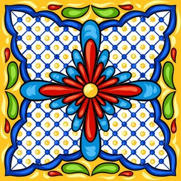 Mexican talavera ceramic tile pattern. 스톡 일러스트