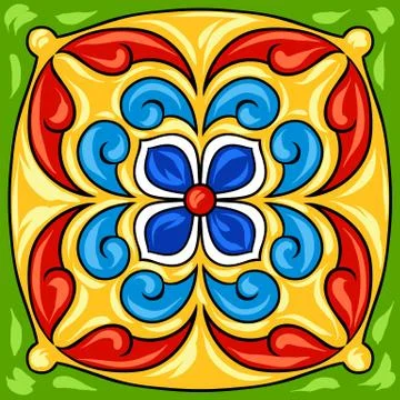 Mexican talavera ceramic tile pattern. Illustrazione stock