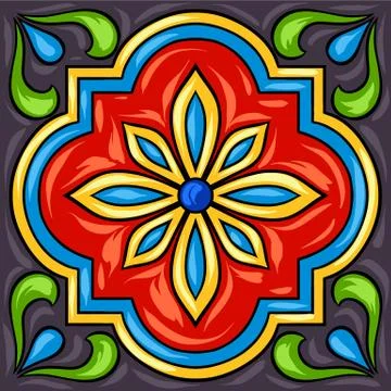 Mexican talavera ceramic tile pattern. Stock Illustration
