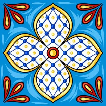 Mexican talavera ceramic tile pattern. Stock Illustration