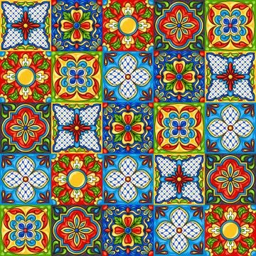 Mexican talavera ceramic tile pattern. Stock Illustration