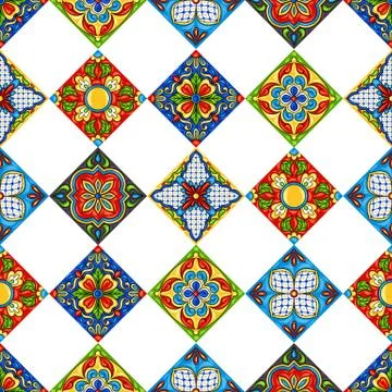Mexican talavera ceramic tile pattern. Stock Illustration