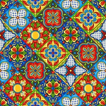Mexican talavera ceramic tile pattern. イラスト素材