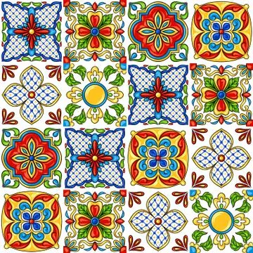 Mexican talavera ceramic tile pattern. Illustrazione stock