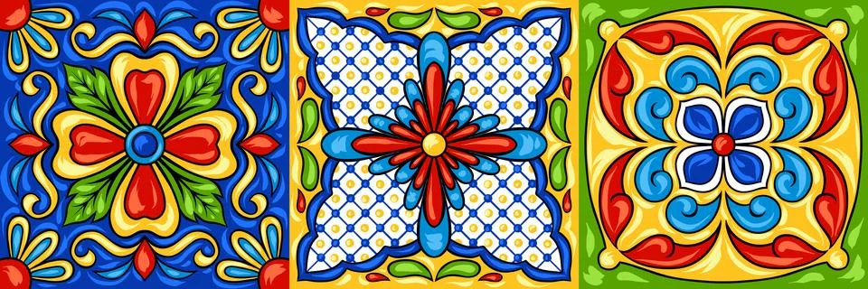 Mexican talavera ceramic tile pattern. Stock Illustration