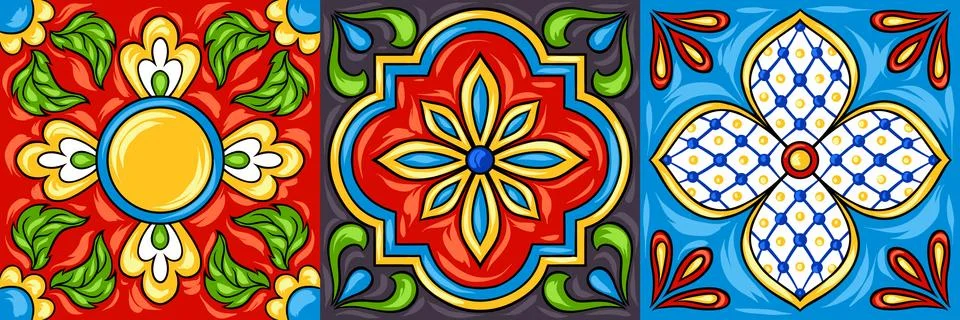 Mexican talavera ceramic tile pattern. Stock Illustration